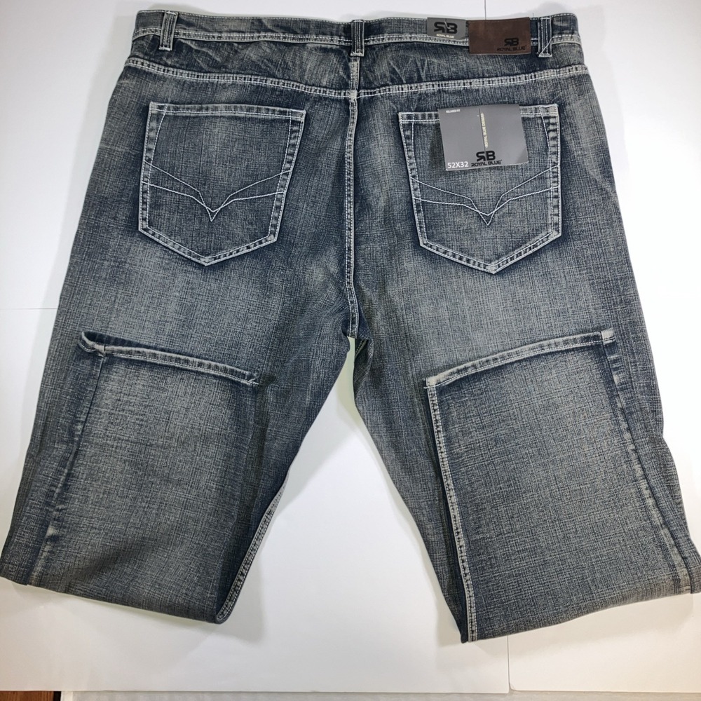 Royal Blue Brand Jeans Mens 52x32 Relaxed Fit Distressed Medium Wash NWT - Picture 9 of 16